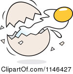 Cartoon Of A Yolk Flying From A Cracked Egg Royalty Free Vector Clipart