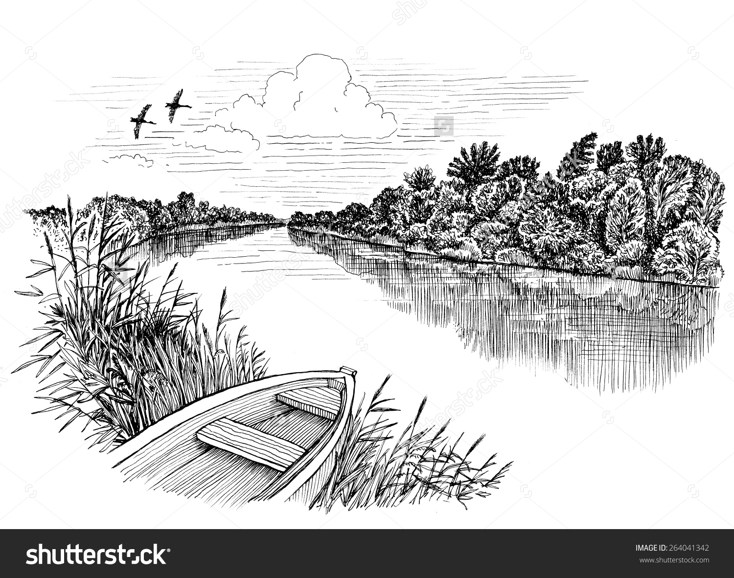 River Clipart Black And White