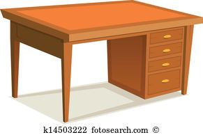 Cartoon Office Desk - Desk Clip Art