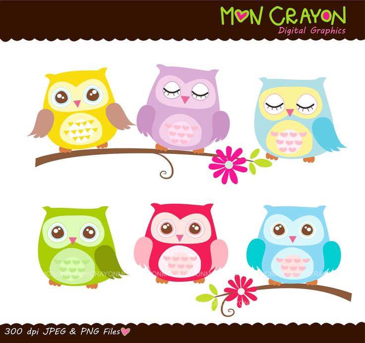Owls in a Tree clip art image
