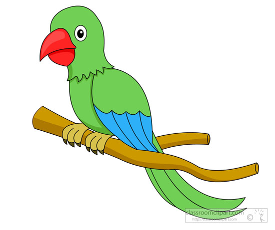 Parrot Green With Red Beak Cl