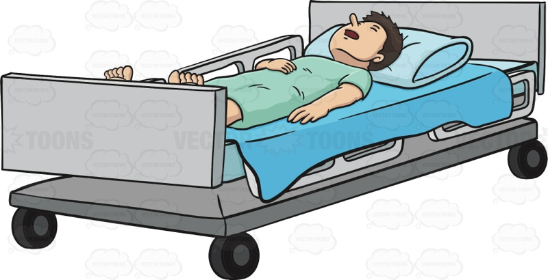 Cartoon Person in Hospital Bed