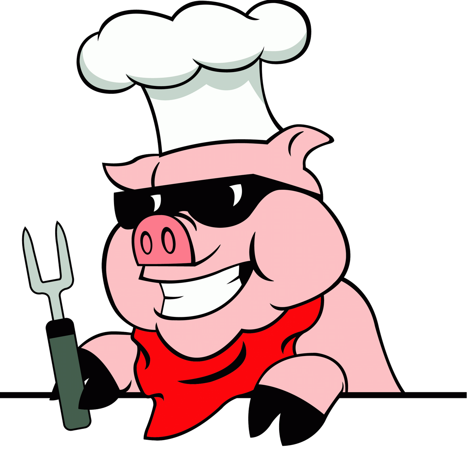 Cartoon Pig Roast Clipart. Barbeque Pig Pit Style .
