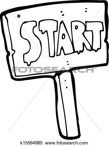 cartoon race start sign - Start Clipart