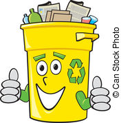 ... Cartoon Recycling Bin - A smiling yellow cartoon recycling.