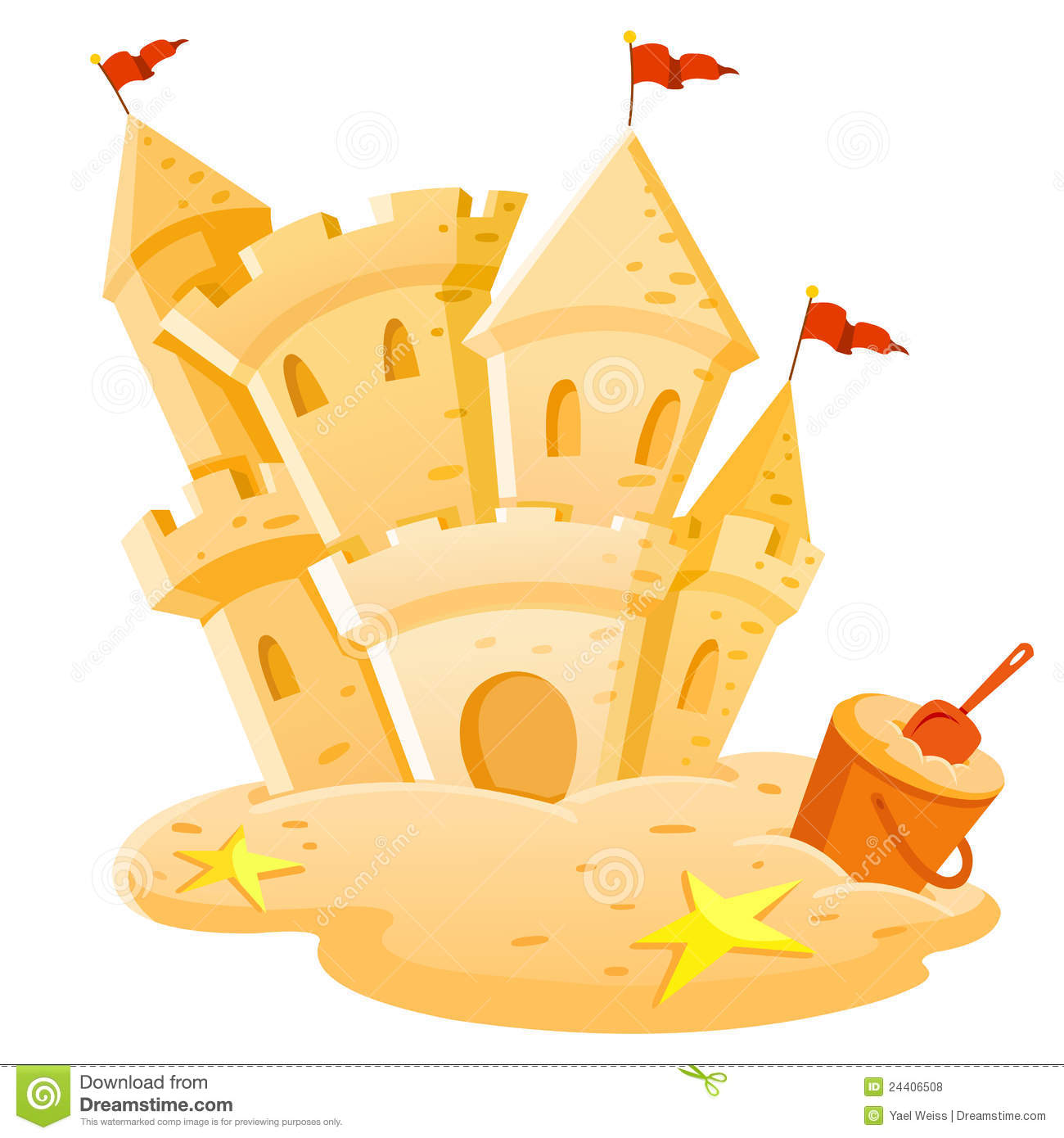 Cartoon Sand Castle Clip Art. - Sand Castle Clip Art