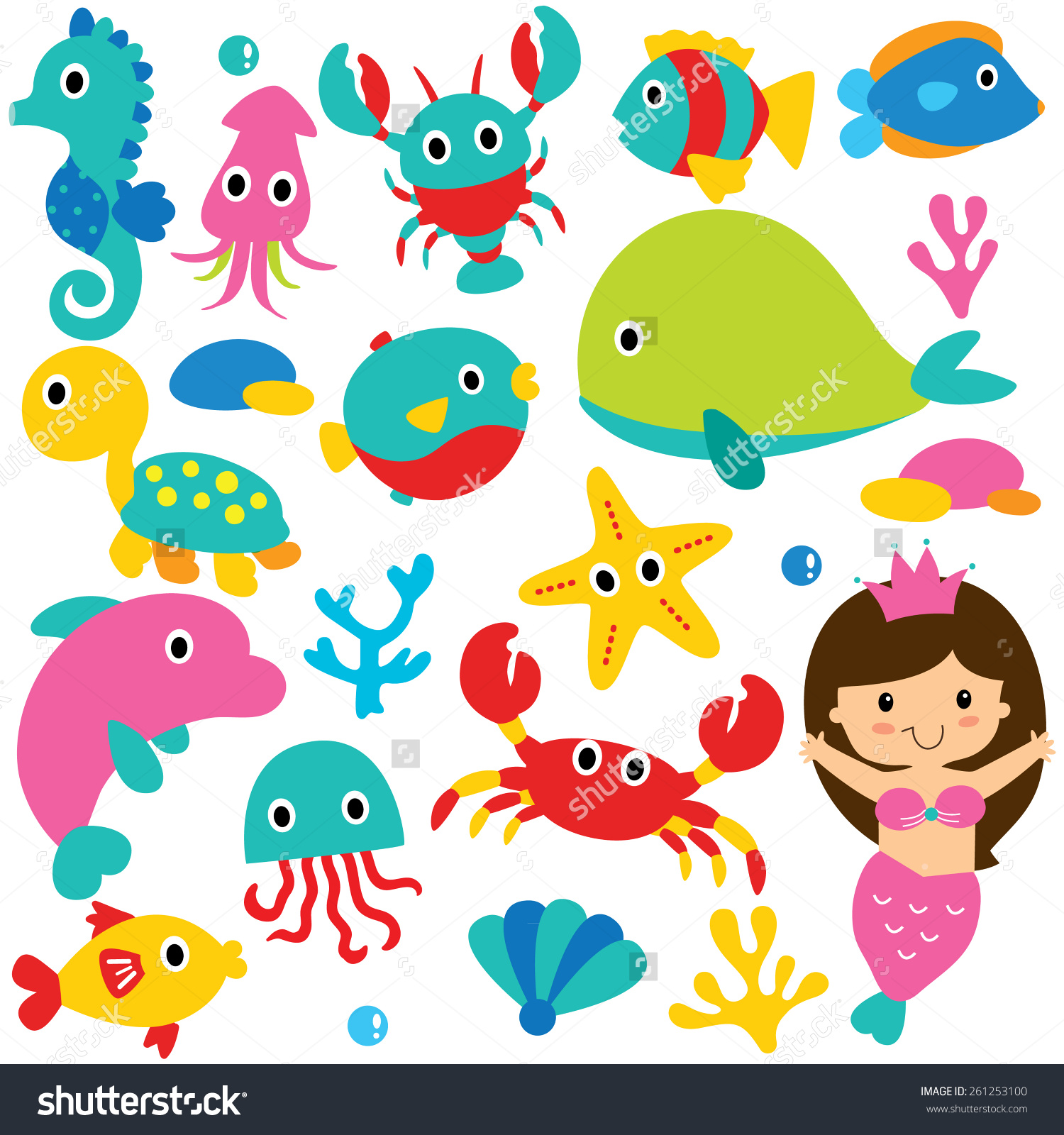 Cartoon Sea Animals Clipart . - Sea Animals Clipart