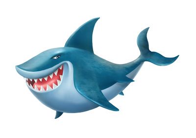 Cartoon Shark Clipart, Blue 3D Fish Illustration