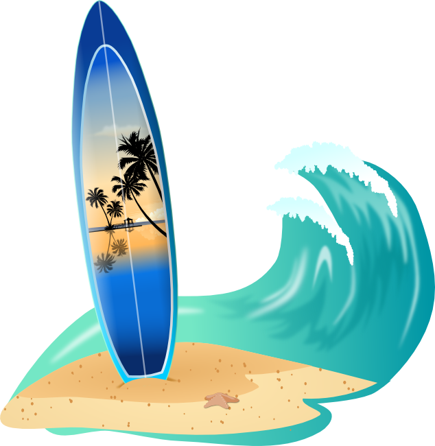 Cartoon Surfboard Clipart Fre - Surf Board Clip Art