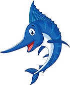 cartoon swordfish; blue marli - Swordfish Clipart