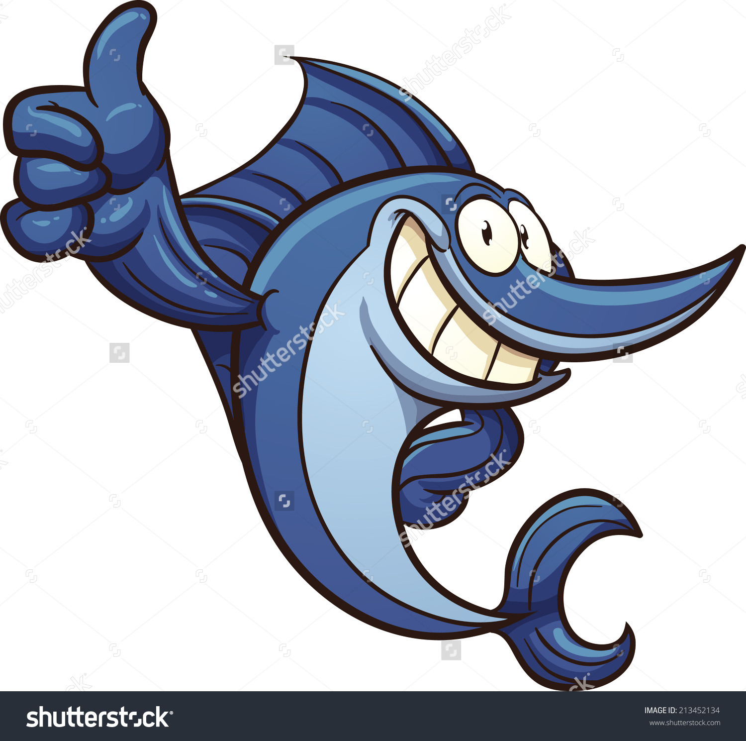 Cartoon swordfish. Vector clip art illustration with simple gradients. All in a single layer