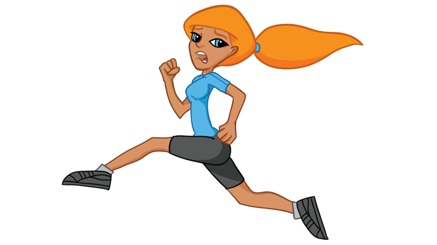 Cartoon Woman Running By .