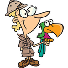 Cartoon Zookeeper Woman with a Parrot