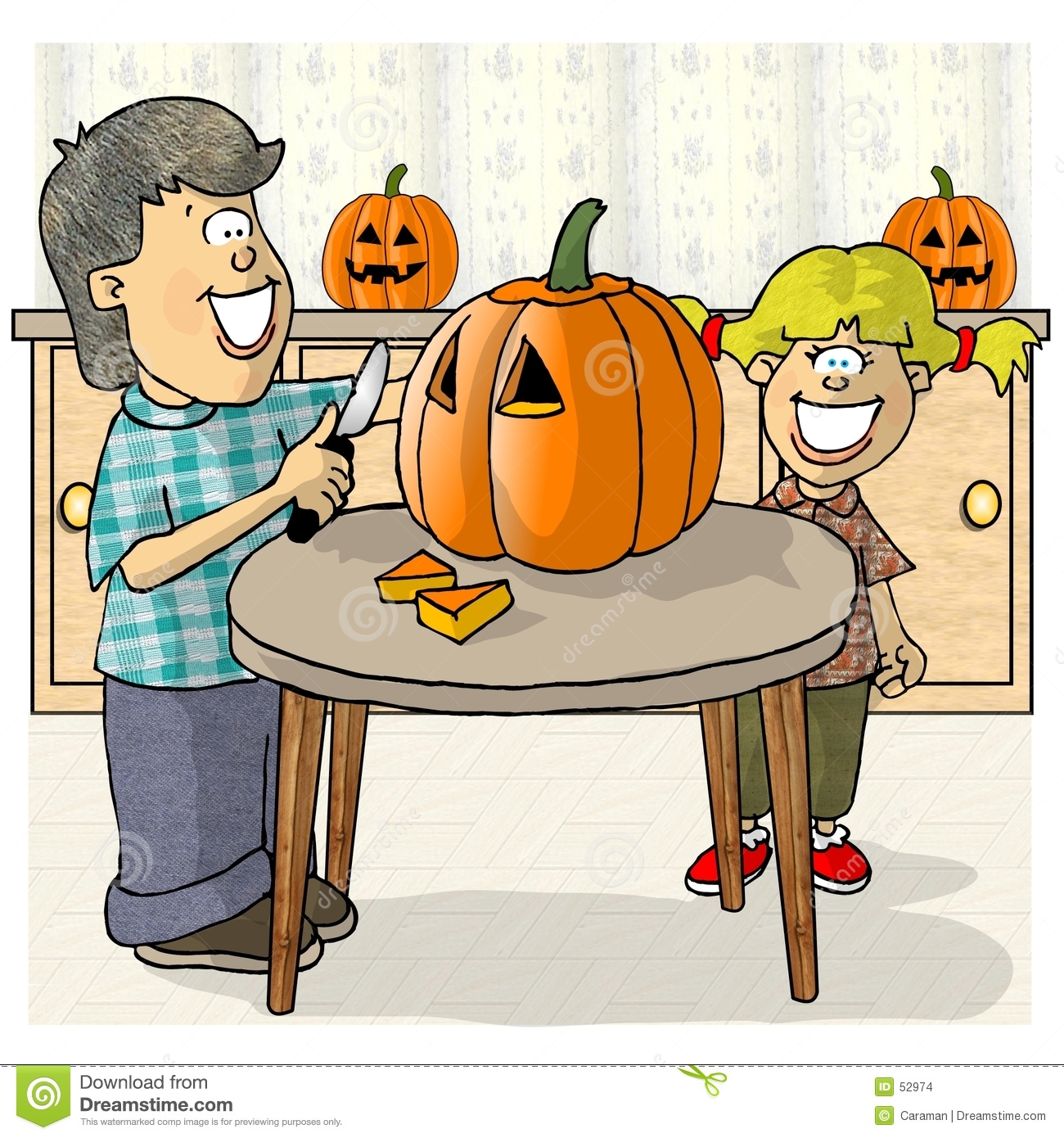 Carving pumpkins - Pumpkin Carving Clipart