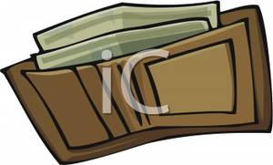 Cash In a Wallet Clip Art Image