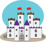 Medieval Castle With Flags Cl - Castle Clipart