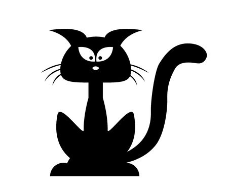 Halloween black cat vector silhouette. Cartoon clipart Illustration  isolated on white background Illustration