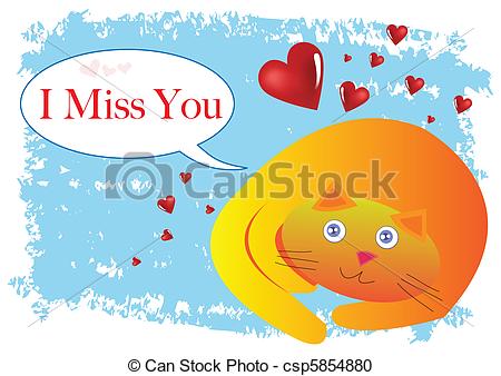 ... Cat I Miss You Illustration in Vector