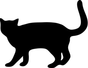 Cat Silhouette Clipart Image: Cat Walking with Tail up