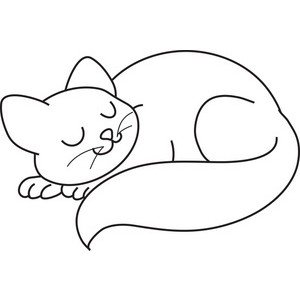 Cat Sleeping Clipart Image . - Cat Black And White Clipart