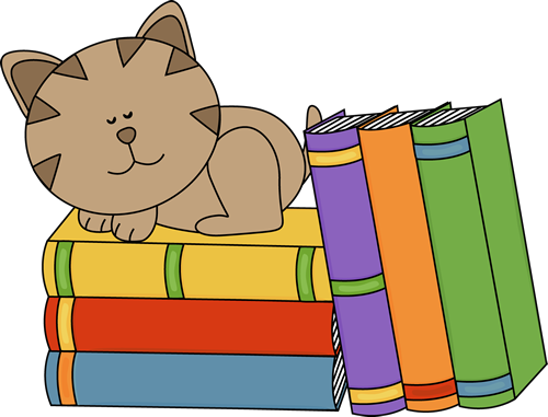 Cat Sleeping on a Stack of Books