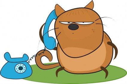 Cat Talking In Phone Clip Art - Talking On The Phone Clipart