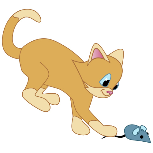 Cat with toy mouse clip art