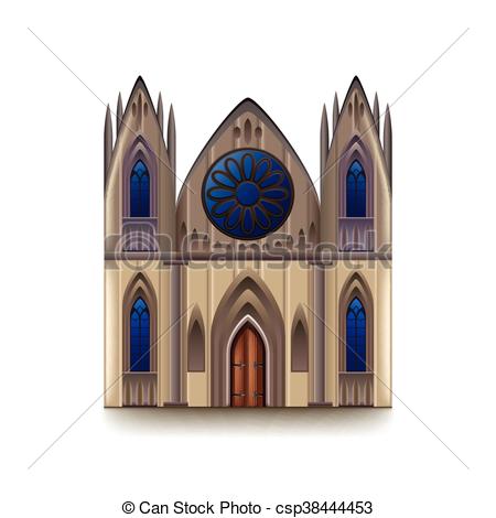 Gothic Cathedral Isolated On White Vector