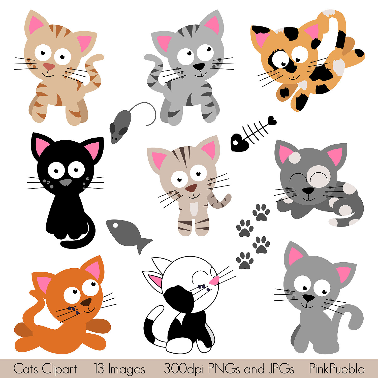 Cat and kitten clipart - Clip