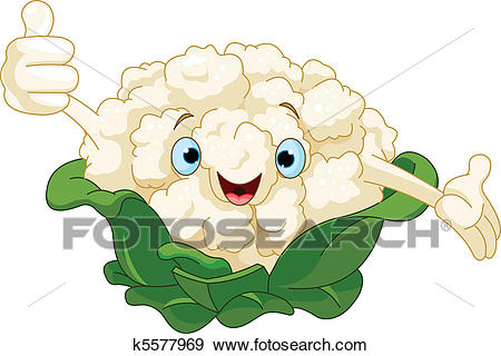 Cartoon cute Cauliflower presenting something