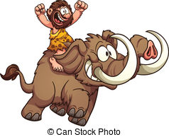 ... Caveman riding a mammoth. - Caveman Clip Art