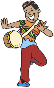 Celebrating Kwanzaa with drum - Kwanzaa Clipart