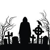 Halloween background; Cemeter - Cemetery Clipart