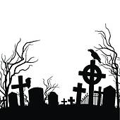 Halloween scenery with cemete - Cemetery Clipart