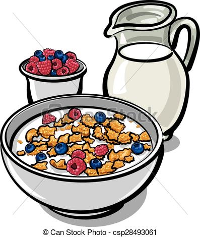 Cereal Clipart. Vector - cereals and milk
