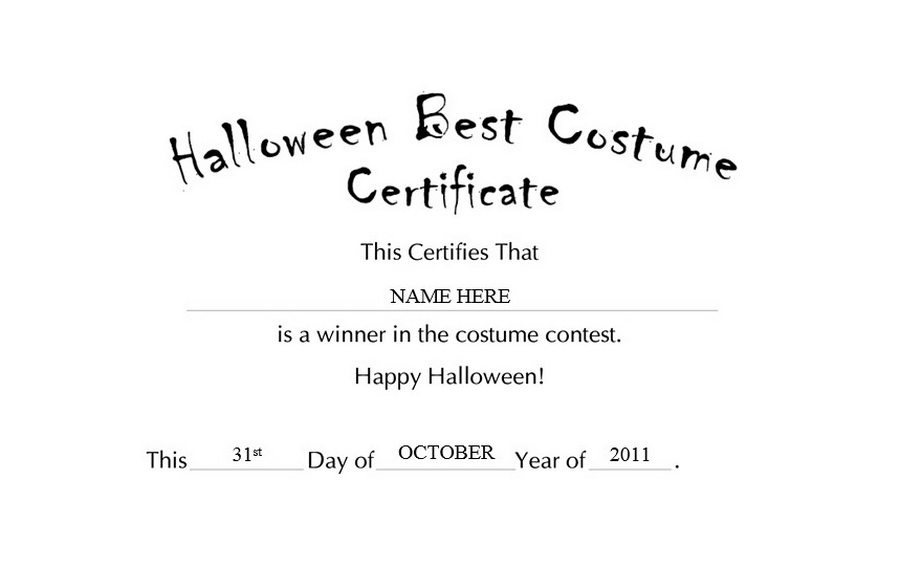 Halloween Best Costume Certificate Clip Art u0026 Wording