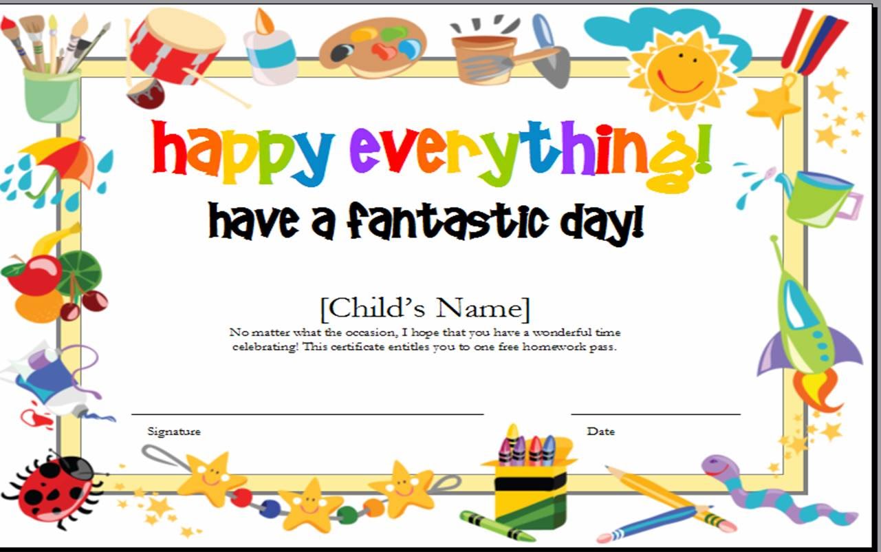 kids award certificate template