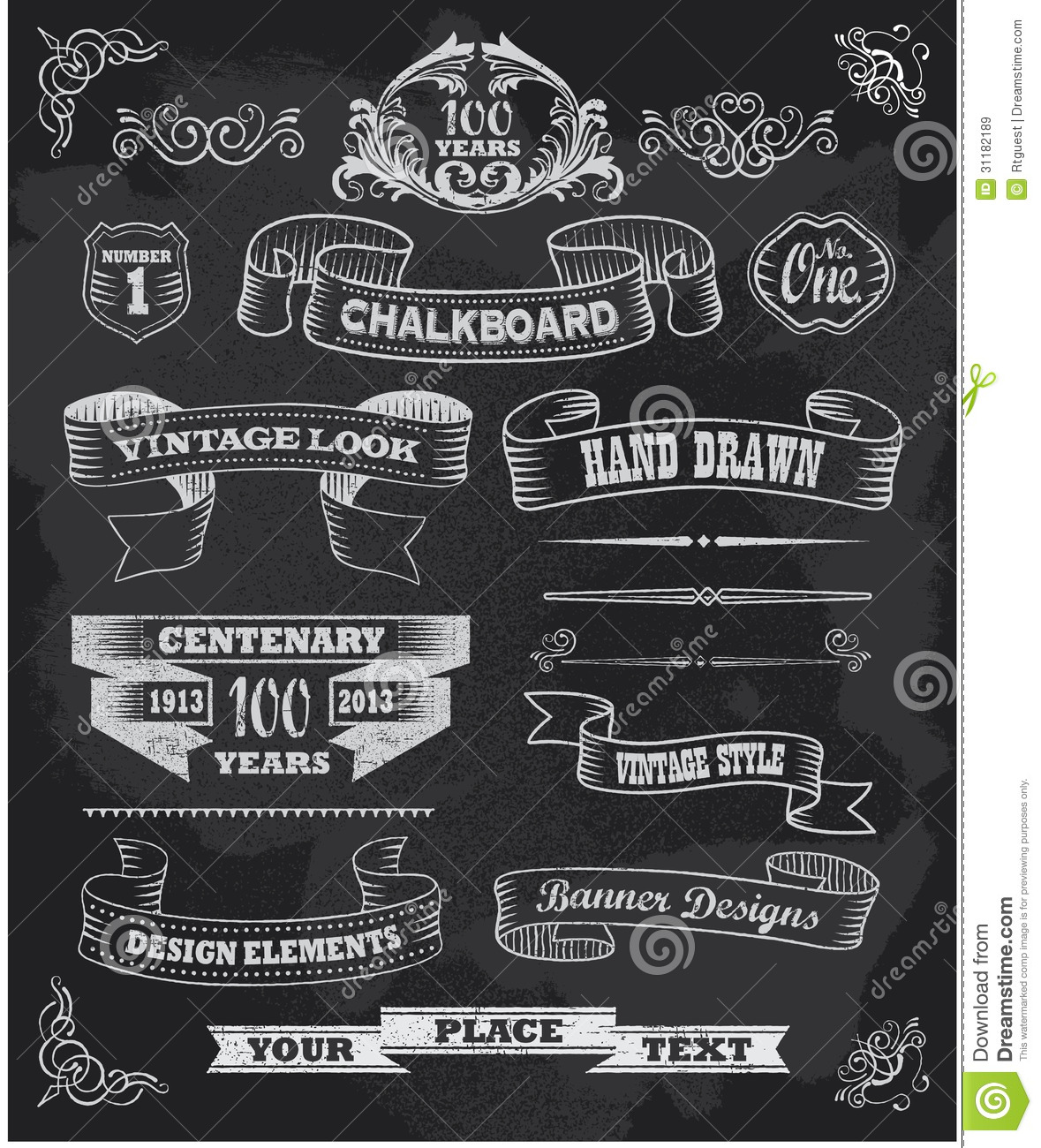 Chalkboard banners and ribbon - Free Chalkboard Clipart