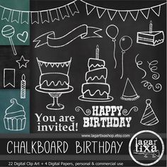 Chalkboard Birthday Party Clip .
