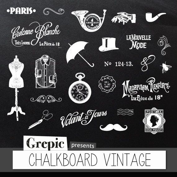 Chalkboard clipart Vintage digital clipart by Grepic - #vintage #chalkboard #clipart