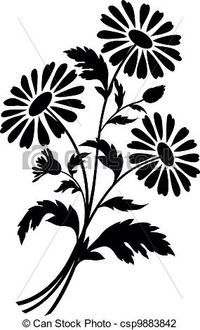 Chamomile flowers, silhouettes - csp9883842