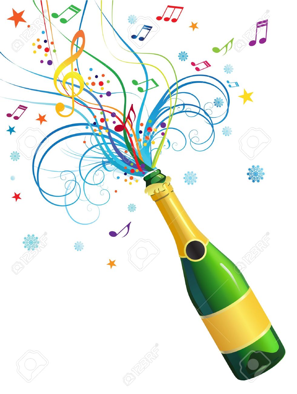Illustration with a bottle of - Champagne Clipart