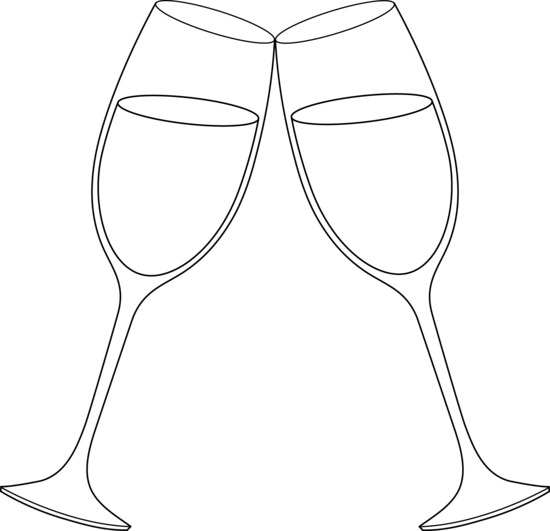 Champagne Glasses Outline . - Champagne Glasses Clip Art