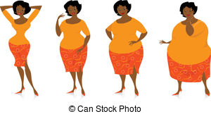 ... Changes of size after diet - Vector illustration of four.
