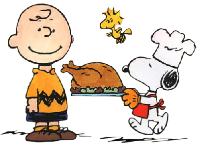 Charlie Brown Snoopy Woodstoc - Thanksgiving Dinner Clipart