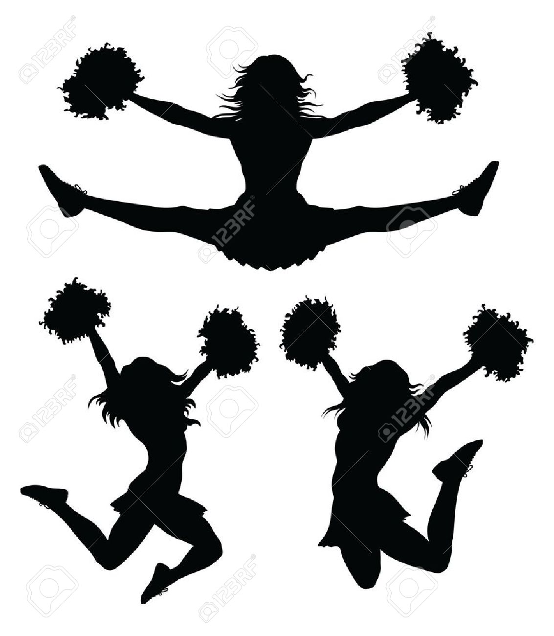 Cheer Jumps Silhouette Clipart