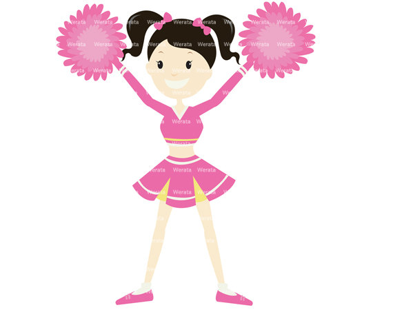 cheerleader clipart - cheerleader clip art - cute cheerleader - digital graphics - cheer graphics - Personal and Commercial Use