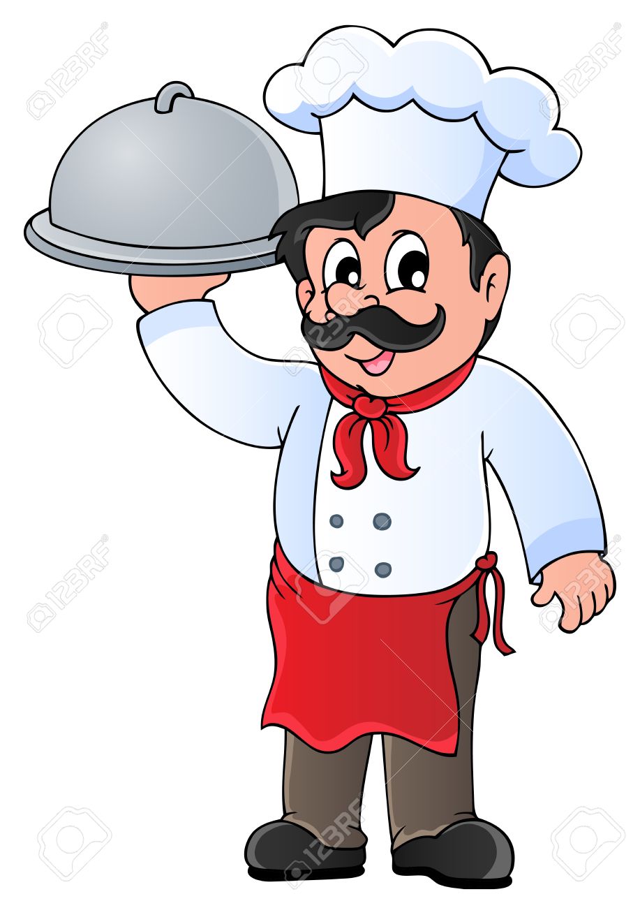 chef holding covered food tra