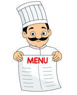 chef holding a menu clipart
