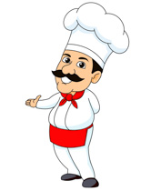 chef wearing white hat welcome jester with smile clipart. Size: 85 Kb